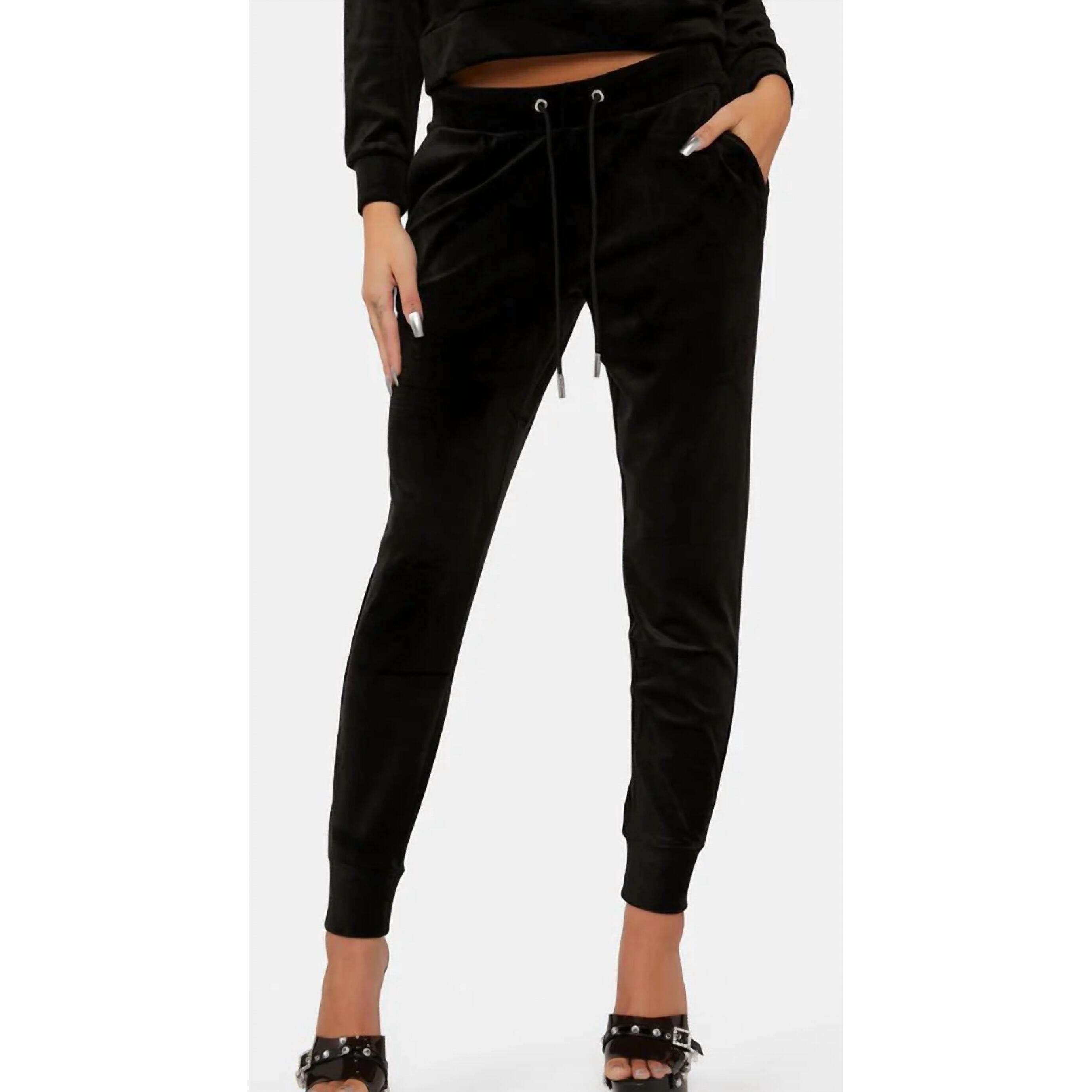 New Juicy Couture Velour Embelished Jogger In Black